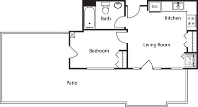 1 Bed 1 bath floor plan